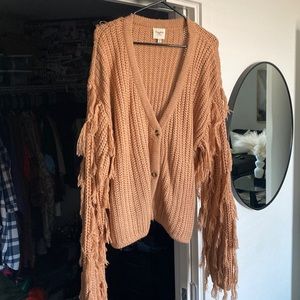 Light salmon color Fringe cardigan